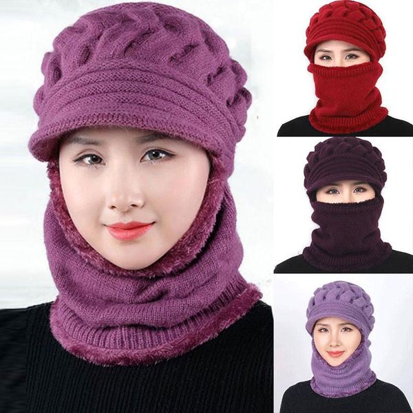 

beanies coral fleece women knit beret hat winter warm baggy beanie crochet for double layers protection caps scarf