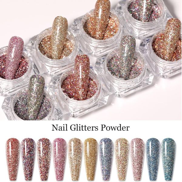 

nail glitter 1box holographics powder flakes sequin rose gold silver diy dust for acrylic nails tools decoration, Silver;gold