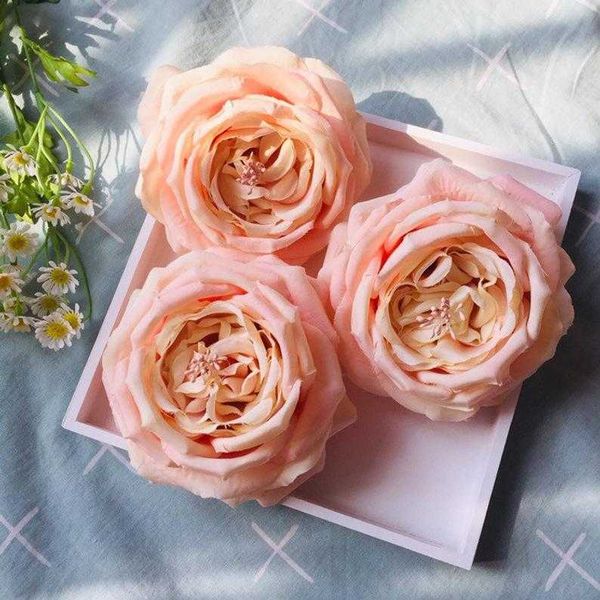 

decorative flowers & wreaths 10pcs champagne pink artificial big head angel roses silk rose fake for wedding bouquets centerpiece decor