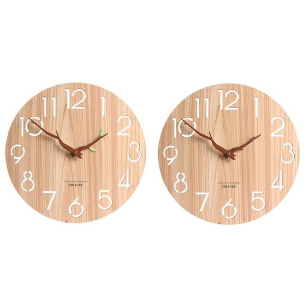 

wall clocks 12 inch wooden clock,silent non-ticking clock modern design with branch-shaped hands for home