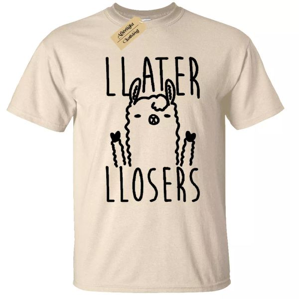 

llater llosers lustig lama t-shirt later verlierer herren, White;black