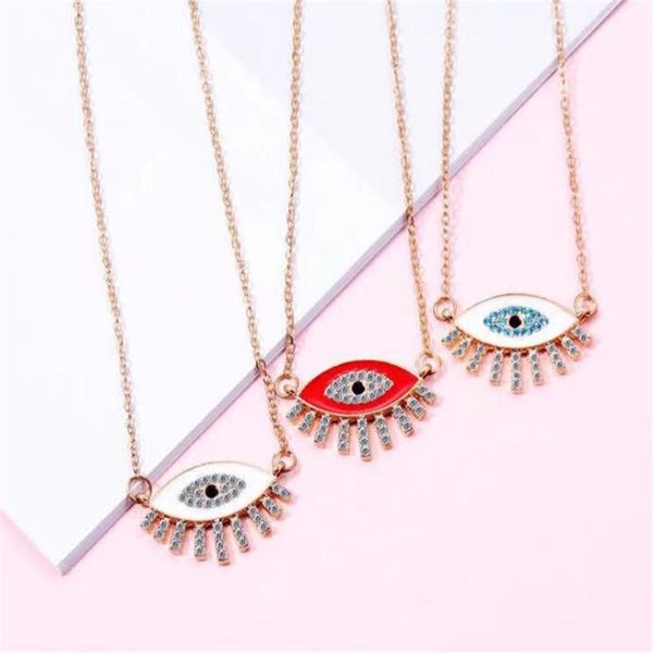 

pendant necklaces trend fine demon eye crystal necklace multi-color women's accessories clavicle chain european american jewelry, Silver