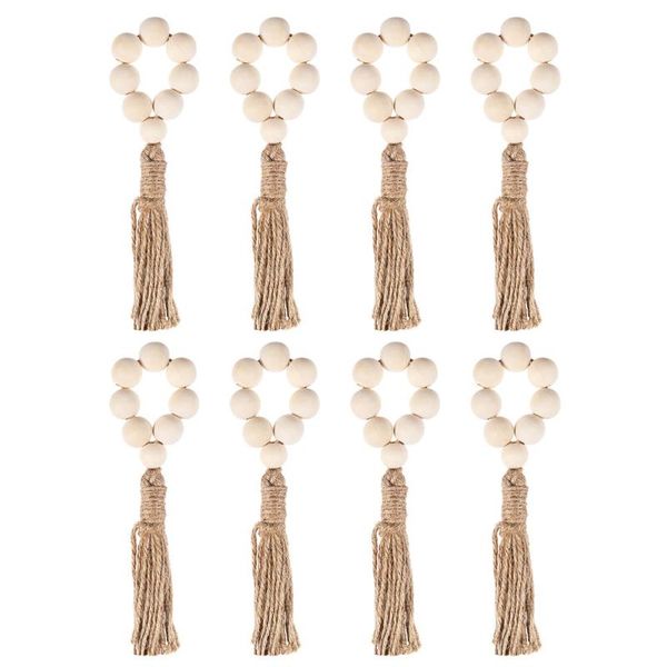 

napkin rings 8pcs wooden bead tassel ring buckle wedding table decor