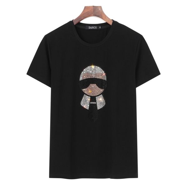 

big size shinning man drilling t shirt cotton oversized fashion op ee plus clothes 210707, White;black