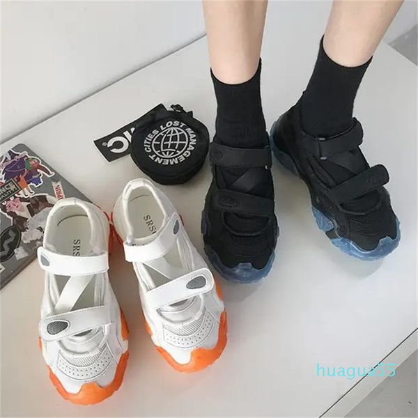 

net celebrity old shoes female summer sandals ins tide hollow students all-match thick-soled comfortable breathable, Black
