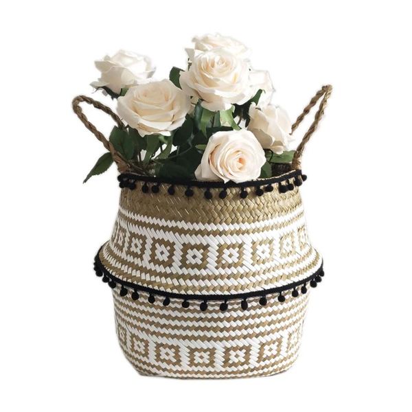

storage baskets natural seagrass woven garden flower pot planter baske household decorative basket