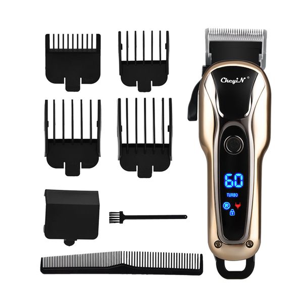 Corte recarregável lâmina de aço inoxidável trimmer lcd barbear cabelo máquina de corte barba clipper elétrico 4 pentes de limite