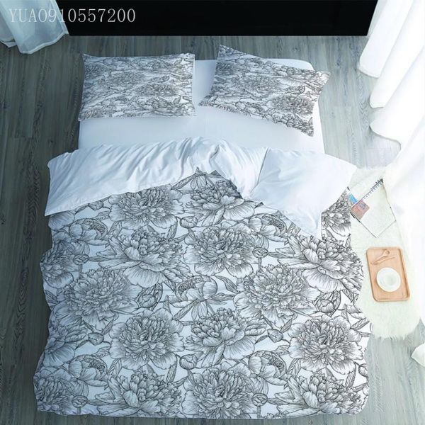 

bedding sets soft microfiber bedlinens 2/3 pcs luxury flower printed set twin  customize size duvet cover and pillowcases
