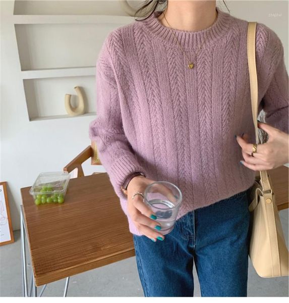 

women's sweaters sweater autumn and winter loose korean style basic pullover outerwear knitwear idle o-neck twisted jumper, White;black