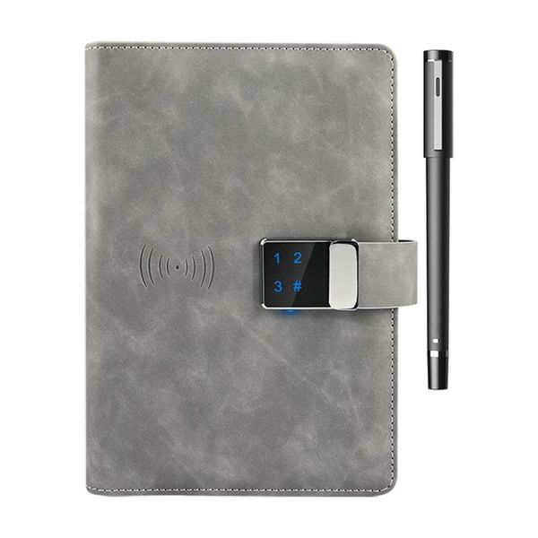 

leather powerbank notebook wireless smart app handwriting with digital lock notepads, Purple;pink