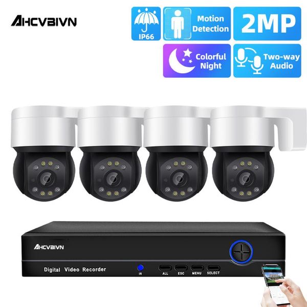 

wireless camera kits 4ch poe nvr 1080p security system outdoor color night vision ip ptz video surveillance kit 2mp xmeye onvif