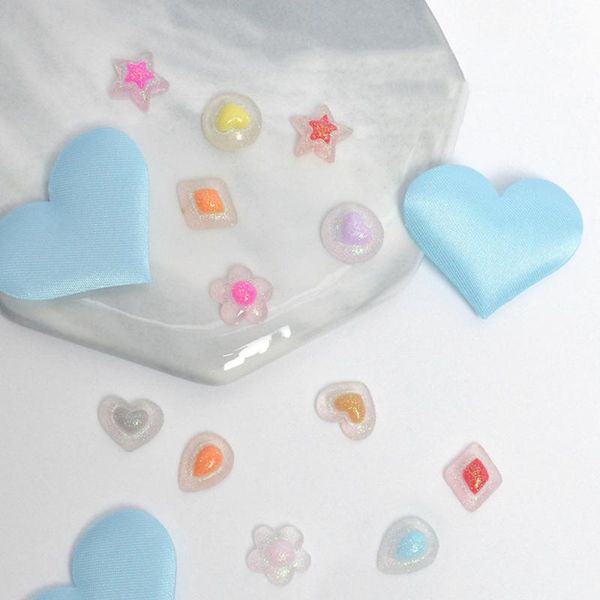 

nail art decorations gummy flowers five-pointed star heart shaped decoration candy color diy jewelry, Silver;gold