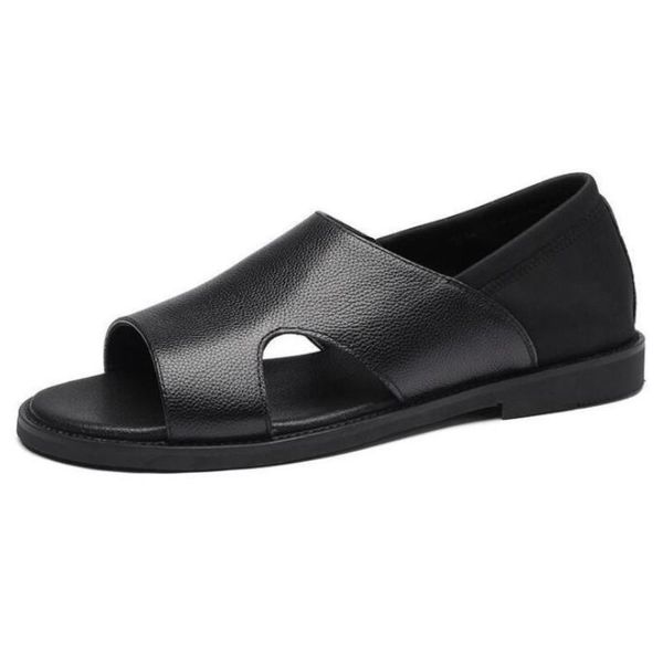 

sandals summer men leather classic roman 2021 slipper outdoor sneaker beach rubber flip flops water trekking, Black