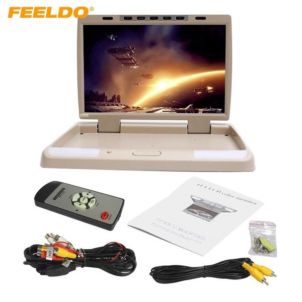 

car video feeldo dc12v 15.4" inch car/bus tft lcd roof mounted monitor flip down 2-way input 3-color #mx1291