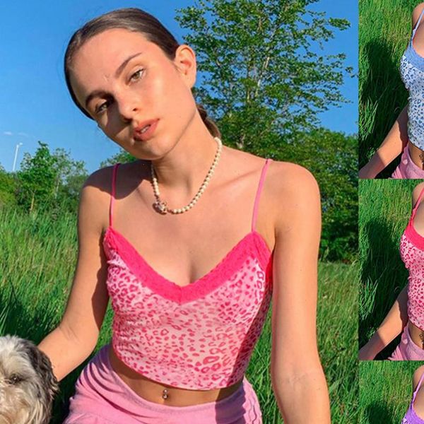 

womens tanks leopard strap crop camis fashion girl blouse vest v neck party tank for pink summer, White