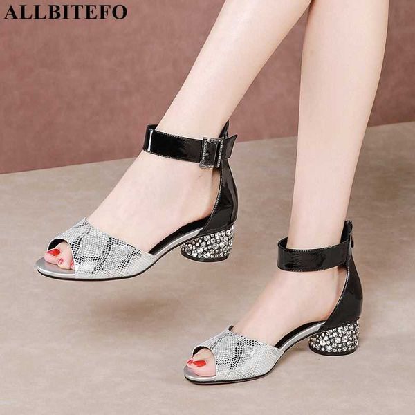 

allbitefo size 34-42 peep toe sandals real genuine leather summer women sandals fashion high heel shoes women heels shoes 210611, Black