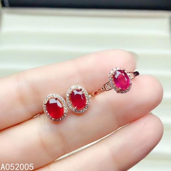 

kjjeaxcmy fine jewelry 925 sterling silver inlaid natural ruby female ring earring set popular supports test, Black