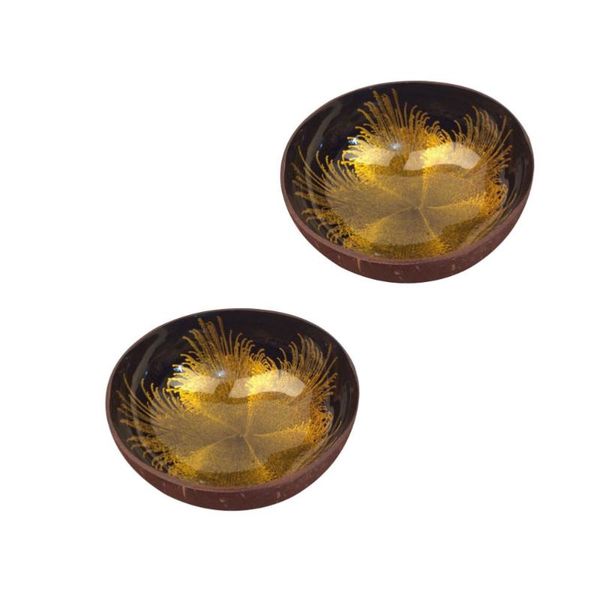 

2pcs natural coconut shell candy bowl section storage deskdecoration (yellow) bowls