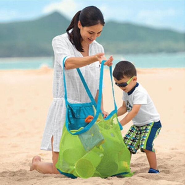 Borse portaoggetti Borsa a rete da spiaggia Bambini Sabbia via Protable Abbigliamento per bambini Articoli vari Trucco cosmetico Giocattolo Giocattoli Organizzatore H5Q6