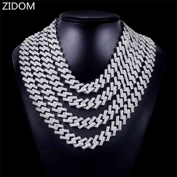 

men women hip hop iced out bling chain necklace 13mm rhombus cuban chains necklaces hiphop fashion charm jewelry, Silver