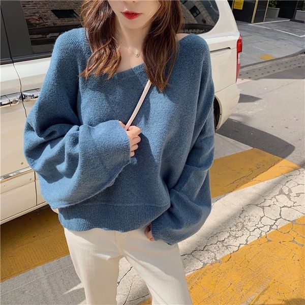 

sweater casual short female sweater loose irregular knitted sweater woman winter 2021 wx1g, White;black
