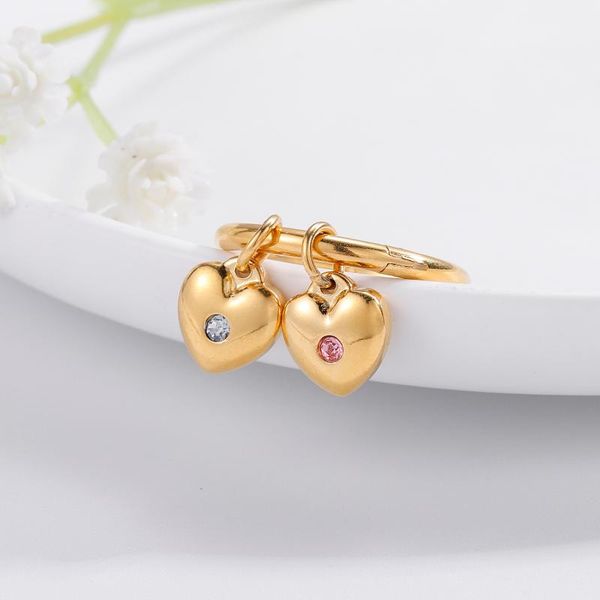 

hoop & huggie hip hop jewelry customize love birthstone retro earrings round stainless steel individual women personalise fashion heart dain, Golden;silver