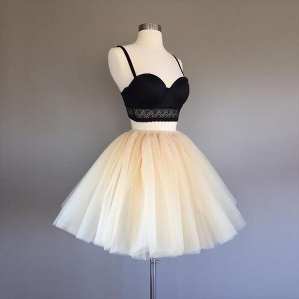 

real p elastic waistline tutu womens skirt knee length ball gown women clothing folds tulle skirts short saia jupe custom, Black