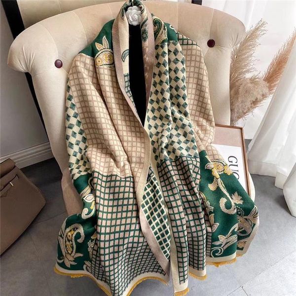 

scarves fashion autumn anwinter trend wool and cashmere blend warm anthickened women's scarf more po versatile, Blue;gray