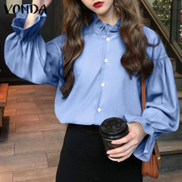 

blouses women casual long sleeve 2021 vonda retro shirts office ladies bohemian party blusas femininas plus size, White