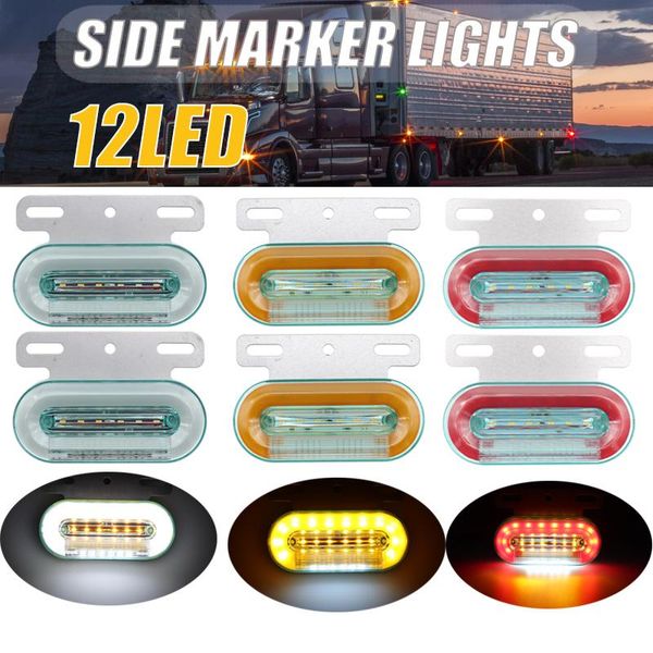 

emergency lights 2x 12v/24v 12led car truck side marker external signal indicator lamp warning tail light 3 modes trailer lorry