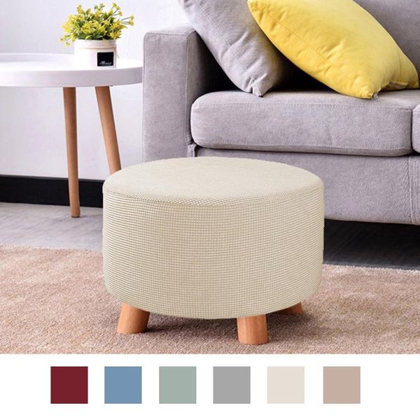 

stretch ottoman cover storage stool furniture protector soft round slipcover large size chair covers