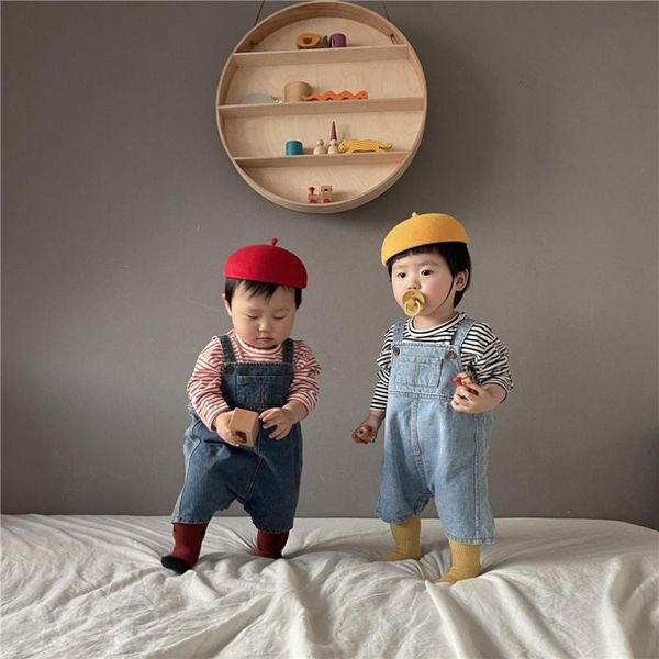 

baby boys clothes spring romper overalls denim jumpsuits jeans girls pants toddler, Blue