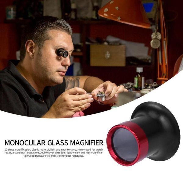 

repair tools & kits 10x metal monocular glass magnifier watch jewelry loupe lens professional eye optical loop magnifying tool