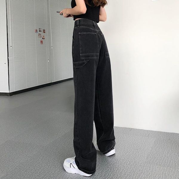 

women's jeans dd022 wide leg women spring and autumn high waist slim straight loose, Blue