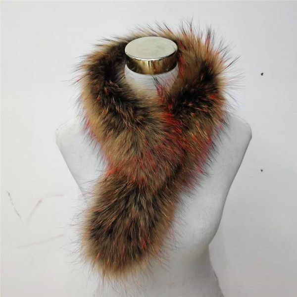 

scarves qearlstar women winter real raccoon fur collar scarf high-quality natural coat decor fluffy thicken neck warmer wrap, Blue;gray