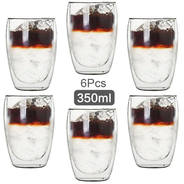 

wine glasses 350ml double wall glass cup transparent handmade heat resistant tea drink mini whisky 100 centigrade espresso coffee