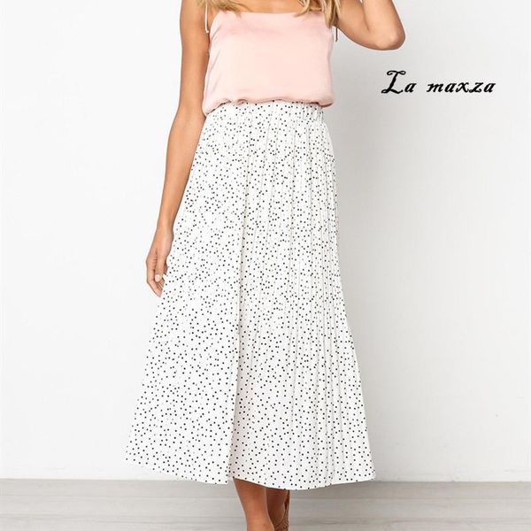

skirts 2021 summer fashion women dress mid-calf polka dot plus size print casual elegant, Black