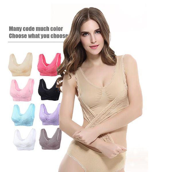 

lace seamless breathable front cross side buckle underwear without steel ring sports bra running yoga vest outfit