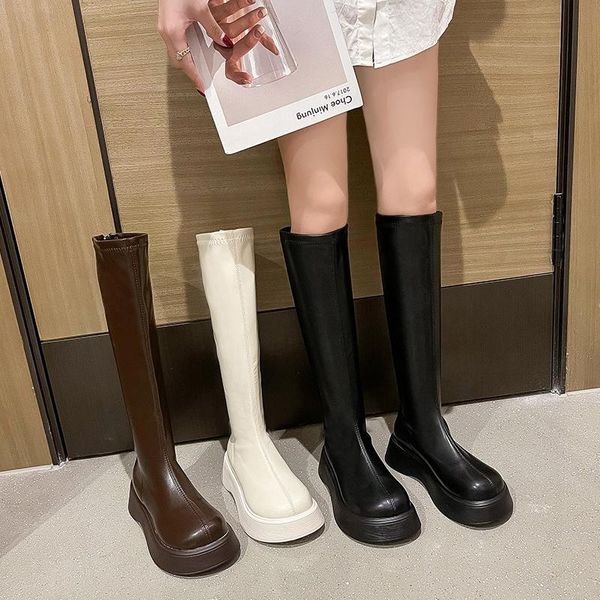 

boots women 2021 flat heel shoes back zip zipper clogs platform luxury designer round toe autumn ankle lolita rubber over-t, Black