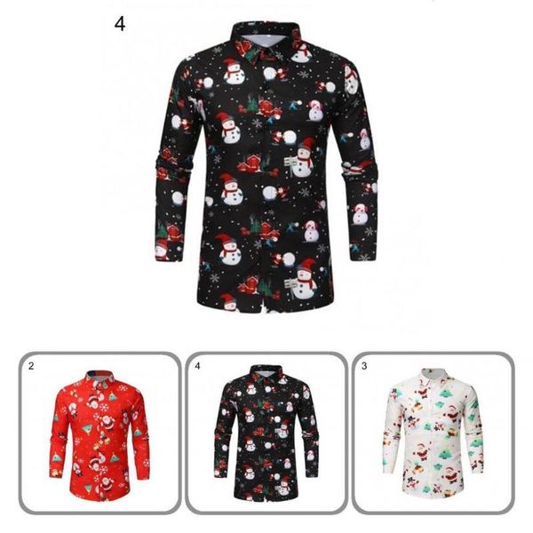 

men's casual shirts comfy trendy bell snowman print xmas shirt soft texture men shrink resistant for daily wear, White;black