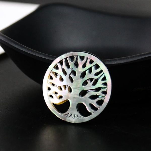 

charms retro natural black shell hollow tree of life mop mother pearl diy necklace earrings woman jewelry making accessories, Bronze;silver