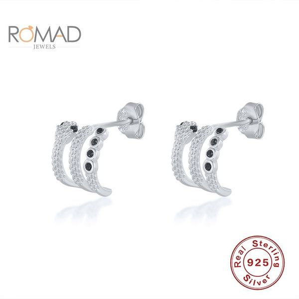 

real 925 sterling silver black diamond stud earrings women fashion jewelry 2021 snake aretes de mujer, Golden;silver