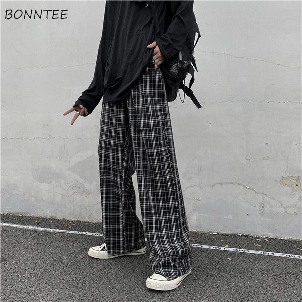 

casual pants women high waist plaid loose teens all-match students chic feminino trouser spring ulzzang ins black large size 3xl women', Black;white