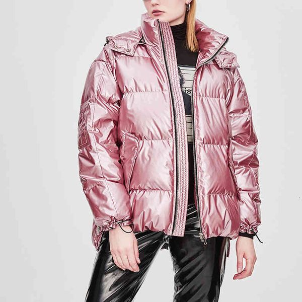 

coats Winter Thick Stand Collar Hooded White Down Material Style Oversized Women Warm Coat Feminino, Tan;black