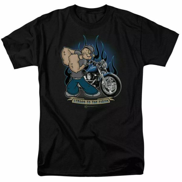 

Popeye Biker T Shirt Licensed Comic Book Cartoon Tee Black, White;black