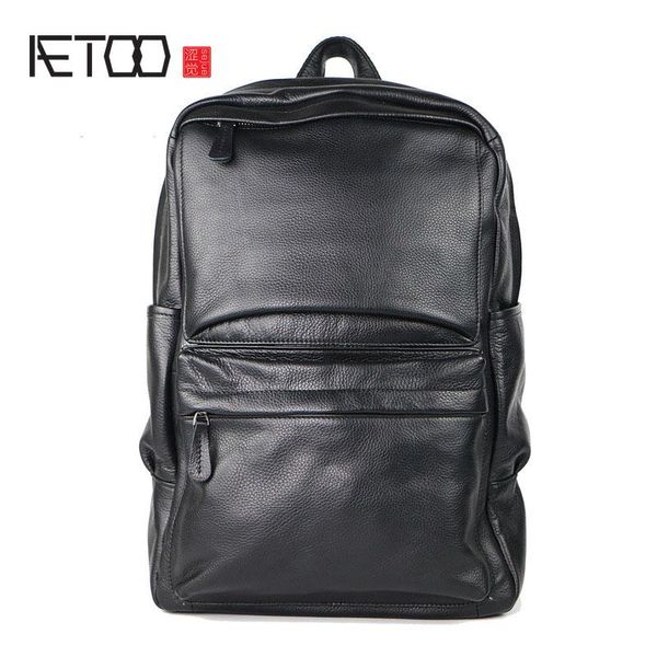 

backpack aetoo shoulder bag men 's head cowhide business leather student