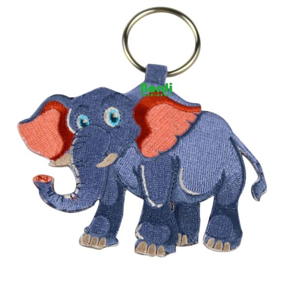 

keychains lovely embroidered key chain woven tag with double sides logo, Silver