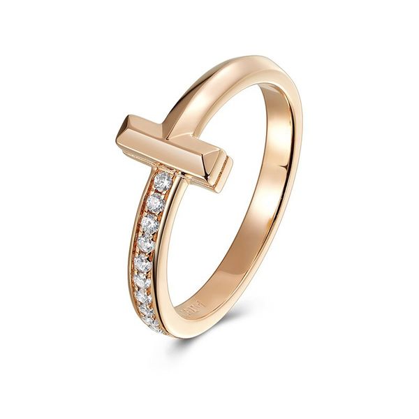 

female s925 pure silver ring set auger double t 18 k rose gold plated rings