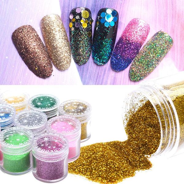 

24-color nail jewelry diy material bottled glitter sequins fish meal, Silver;gold
