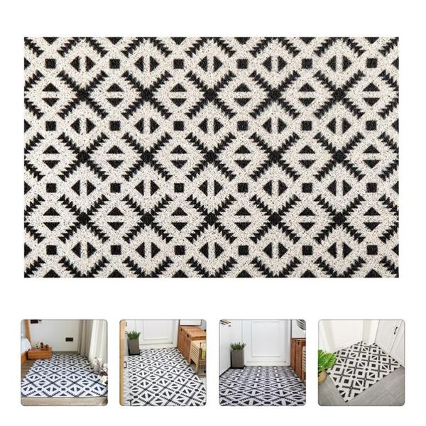 

pc non-skid floor mat household wear-resistant door (black white) carpets